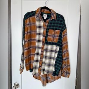 BDG Ted Patchwork Flannel Long Sleeve Shirt